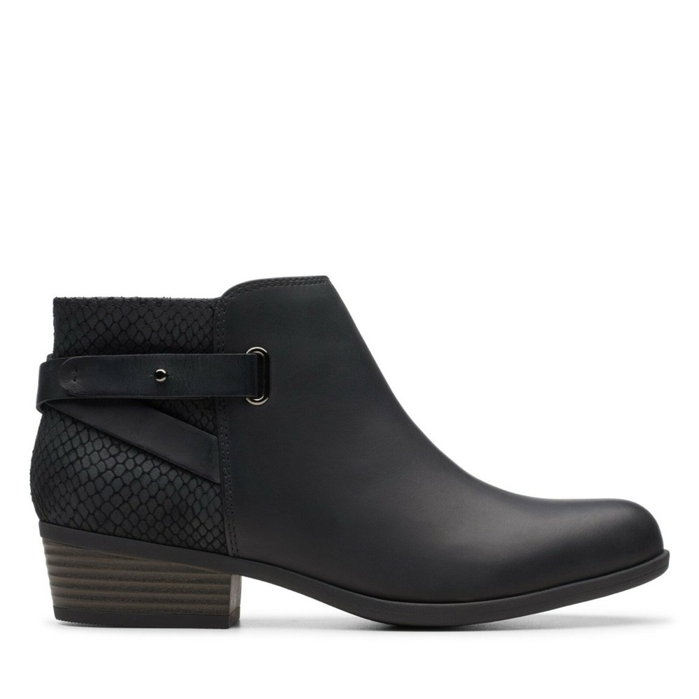 CLARKS Addiy Gladys Ankle Booties in Distressed Black